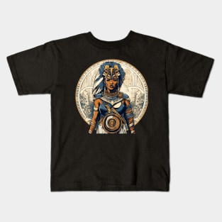 African Queen, Afro Female Warrior, Black History Kids T-Shirt